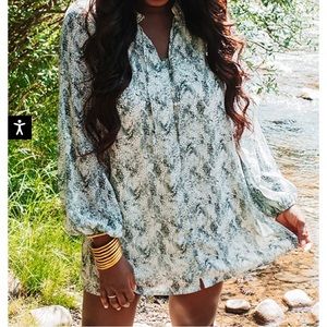 Buddy Love Leah Button Up Crocodile Print Dress Large L